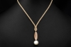 Südsee Perlen Collier mit Diamanten an Kordel in 750er Roségold Weißgold 