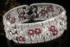 Antikes breites Armband mit Rubin Blumen und Diamanten in 950er Platin 