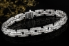 Eckiges Gliederarmband Brillanten und Baguette Diamanten in Weißgold 750 