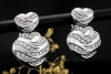 Herz Ohrringe Ohrstecker mit Clip beweglich Diamanten in 750er Weißgold 