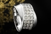 Ring Diamanten Geometrisches Design Massive Weißgold Goldschmiedearbeit 
