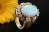 Vintage Opal Ring Oval mit Diamanten gefertigt in 585er Gelbgold 