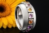 Odenwald Eternity Drehring Tango mit bunten Saphiren Massiv Weißgold 750 