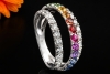 Regenbogen Ring Offenes Design Bunte Saphire und Diamanten Weißgold 750 