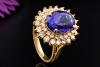 Entouragering Amethyst Cocktailring mit Diamanten in Gelbgold Handarbeit 