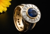Prunkvoller Ring mit Saphir und Diamanten Massive 750er Gold Handarbeit 