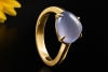 BVLGARI Mediterranean Eden Seltener Chalzedon Cabochon Ring Gelbgold 750 