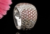 Massiver Designer Ring mit farbigem Diamant-Pavé in Weißgold 750 Arbeit 
