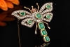 Antike Brosche Libelle Gold Smaragde Rubine Altschliff Diamanten um 1900 