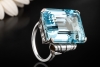 Großer Cocktailring 30 Carat Aquamarin im Emerald Cut in 558er Weißgold 