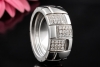 A. Odenwald Ring mit Diamanten Geometrisches Mosaik-Design Weißgold 750 