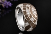 Leo Wittwer Ring mit Emaille Braun - Grau und Diamanten in Weißgold 750 