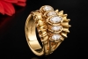 Vintage Ring 5 Navette-Diamanten & Finger-Mate-Mechanismus in 585er Gold 