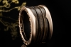 BVLGARI B.zero1 Ring 4-Band Marmor Braun Naturstein 750er Roségold Gr 54 
