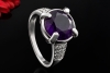 Hollfelder Ring mit facettiertem Amethyst und Diamanten in Weißgold 750 