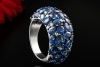 Cocktailring Bandring mit Saphir Mosaik und Diamanten in 750er Weißgold 