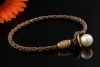 Gellner Stoff Armband mit Südseezuchtperle und Diamanten an Gelbgold 750 