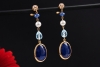 Lange Zoccai Ohrringe Ohrhänger Blau Aquamarin Perle Diamant in Roségold 