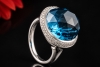Hollfelder Exklusiver Blautopas Ring mit 104 Brillanten in Weißgold 750 