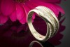 Breiter Gelbgold Ring geschwungen mit Brillanten in 585er Gold 