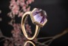 Amethyst Ring sechseckig gefasst mit Brillanten in 750er Rotgold LP 3800 