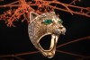 Tiger Panther Design Ring Citrin Brillanten schwarz weiß Smaragd Rotgold 