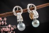 Massive Tahiti Ohrclips Perlenohrringe mit Brillanten 750er Gold Bicolor 