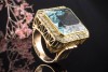 Aquamarin Klassiker Ring Goldschmiedearbeit mit Diamant Gelbgold Rotgold 
