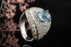 Aquamarin Ring Aparte Goldschmiedearbeit 3,8 Ct Diamanten 750er Weißgold 