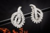 Diamant Tropfen Ohrringe 7 Carat Navette Baguette Ohrclips Weißgold 750 