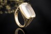 BVLGARI Ring Facettierter Rosenquarz Massive Arbeit in 750er Gelbgold 