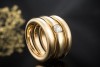 Cartier Ellipse 3 Ringe Solitär Diamant Bandring gestapelt Gelbgold 750 