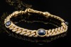 Armband Panzerarmband Saphir Cabochons Diamanten Massiv in Gelbgold 750 