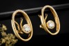 Ovale Ohrringe Ohrstecker mit Clips und Diamanten in 750er Gelbgold 