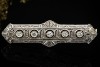 Lange Art Déco Brosche Nadel Diamanten Goldschmiedearbeit Weißgold Gold 