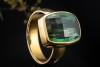 Beeindruckender Ring Facettierter Turmalin Schachbrett Stil Gelbgold 750 