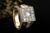 Siegelring Massiver Ring mit Diamanten Goldschmiedearbeit 750er Gelbgold 
