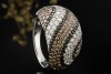 Cocktailring Ring Diamant Arbeit Weiß Braun Schwarz in 750er Weißgold 