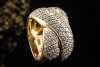 Verschlungener Doppelband Ring mit Diamanten Massiv in 750er Gelbgold 