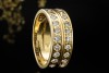 Bandring Ring mit 2 Reihen Diamanten Handarbeit in 750er Gelbgold Gr. 59 