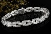 Eckiges Gliederarmband Brillanten und Baguette Diamanten in Weißgold 750 