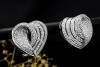 Herz Ohrringe Ohrstecker mit Clip Schwungvoll Diamanten in Weißgold 750 