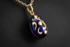 Fabergé Victor Mayer Ei Anhänger Emaille Blau 750er Gelbgold 165/1000 