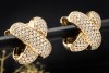 Creolen Ohrstecker im Kreuzdesign mit Diamanten in 750er Gelbgold 