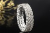 Memoire Ring Bandring mit 3 Reihen Diamanten in 750er Weißgold Größe 55 