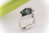 Eckiger Turmalin Designer Ring mit Brillanten in 750 Weißgold  
