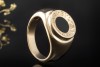 BVLGARI Ring mit Onyx Schwarz in Siegelring Massiv 750er Gelbgold Unisex 