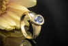 Designer Ring mit 1 Tansanit Tropfenschliff 0,80 Ct. in 585er Gelbgold 