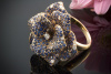 BLUME BLÜTE Ring mit SAPHIR & Brillanten 7CT in 750er Rotgold  