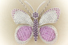 Brosche Anhänger Schmetterling Diamant Pink Saphir Amethyst Weißgold 